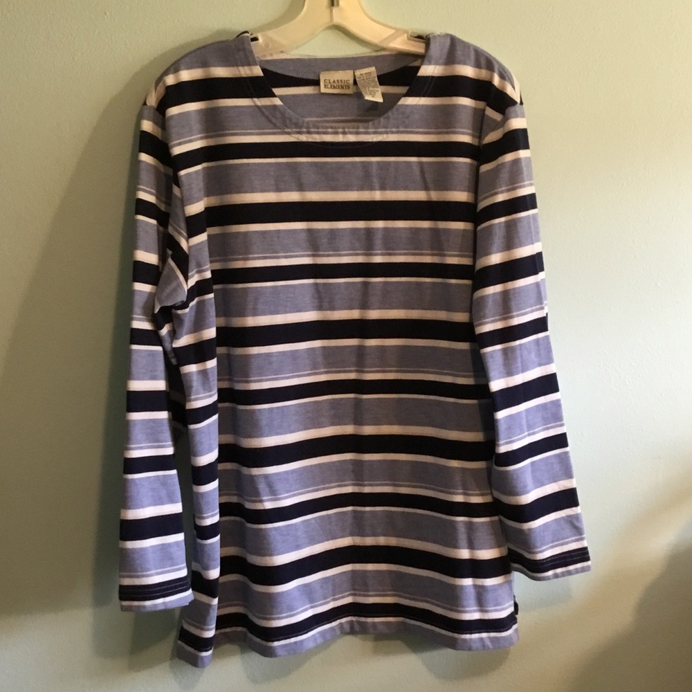 Classic Elements Blue and White Striped Knit Shirt